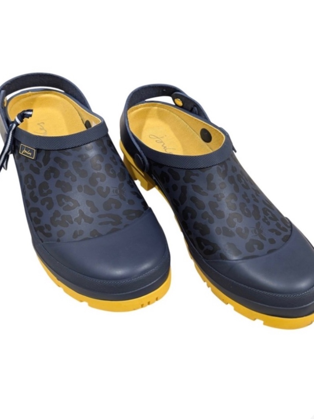 Joules Welly Clog Navy Leopard Print Rubber Rain Gardening Shoes Womens